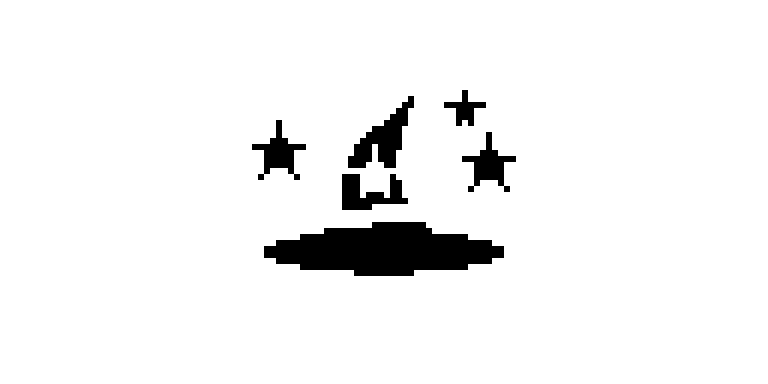 Native emulation: upright wizard hat with five-point stars